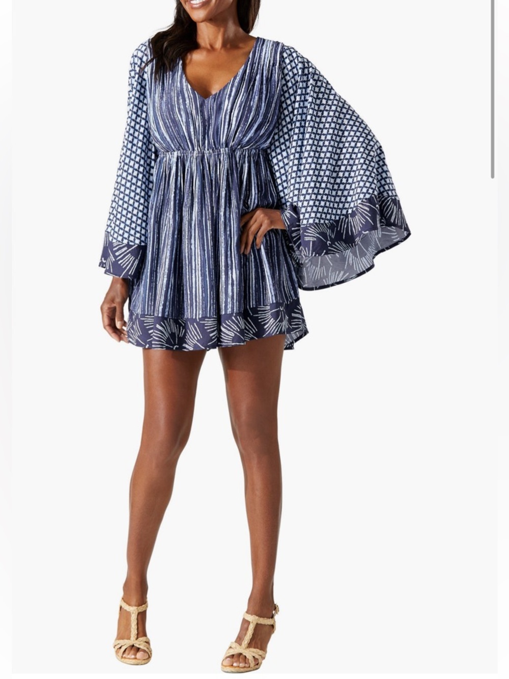 Tommy Bahama Sanibelle Blues Pintuck Tunic Cover-Up Dress
